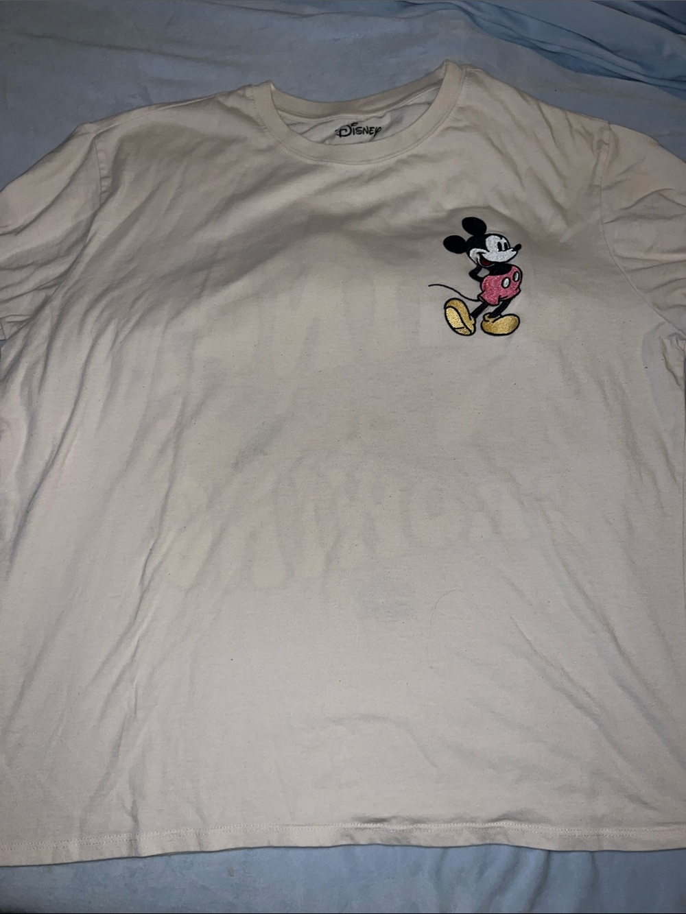 Disney Cream Short Sleeve Tee with embroidered Mickey